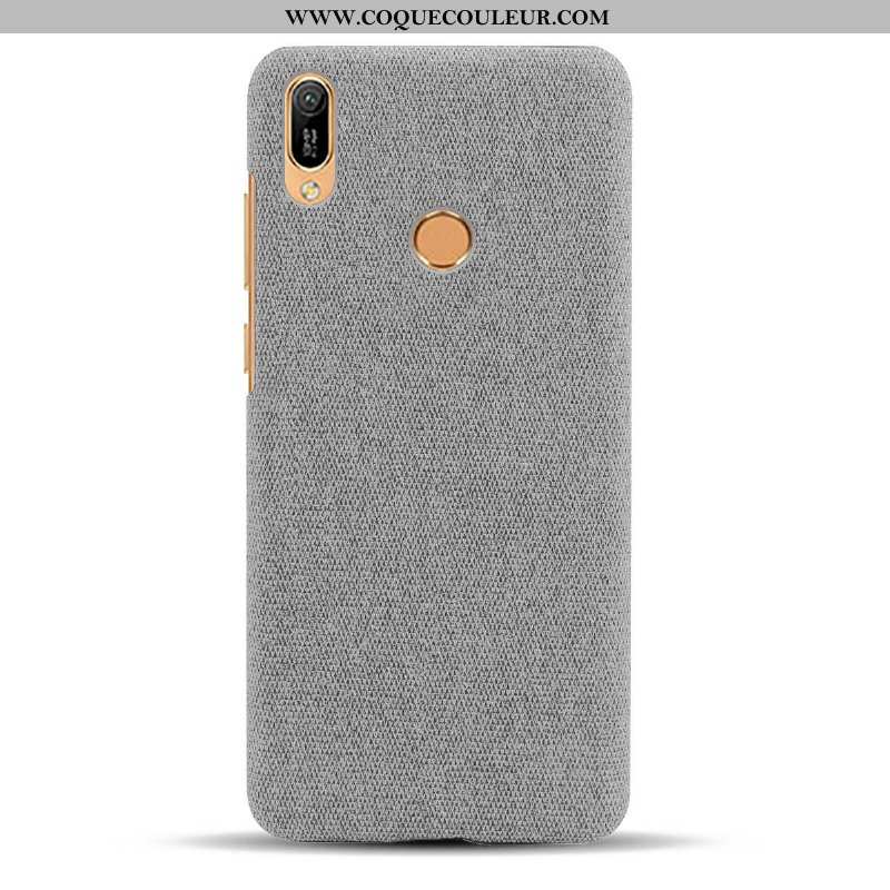 Coque Huawei Y6s Protection Difficile Gris, Housse Huawei Y6s Délavé En Daim Modèle Fleurie Gris