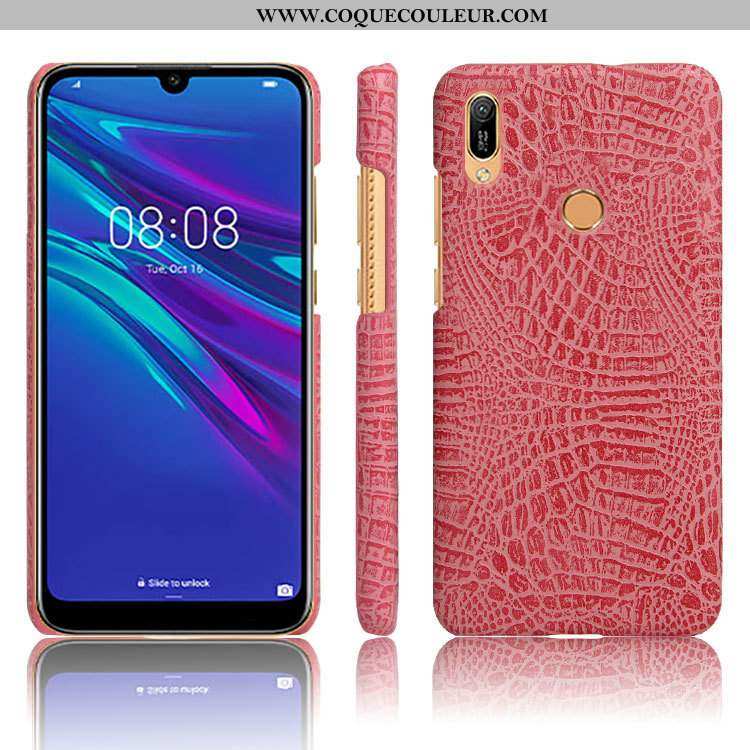 Housse Huawei Y6s Protection Crocodile Coque, Étui Huawei Y6s Cuir Téléphone Portable Noir