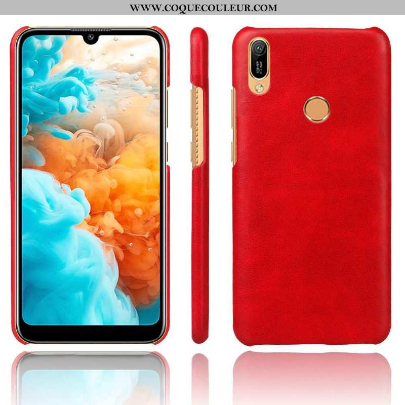 Coque Huawei Y6s Cuir Ultra Incassable, Housse Huawei Y6s Protection Étui Rouge