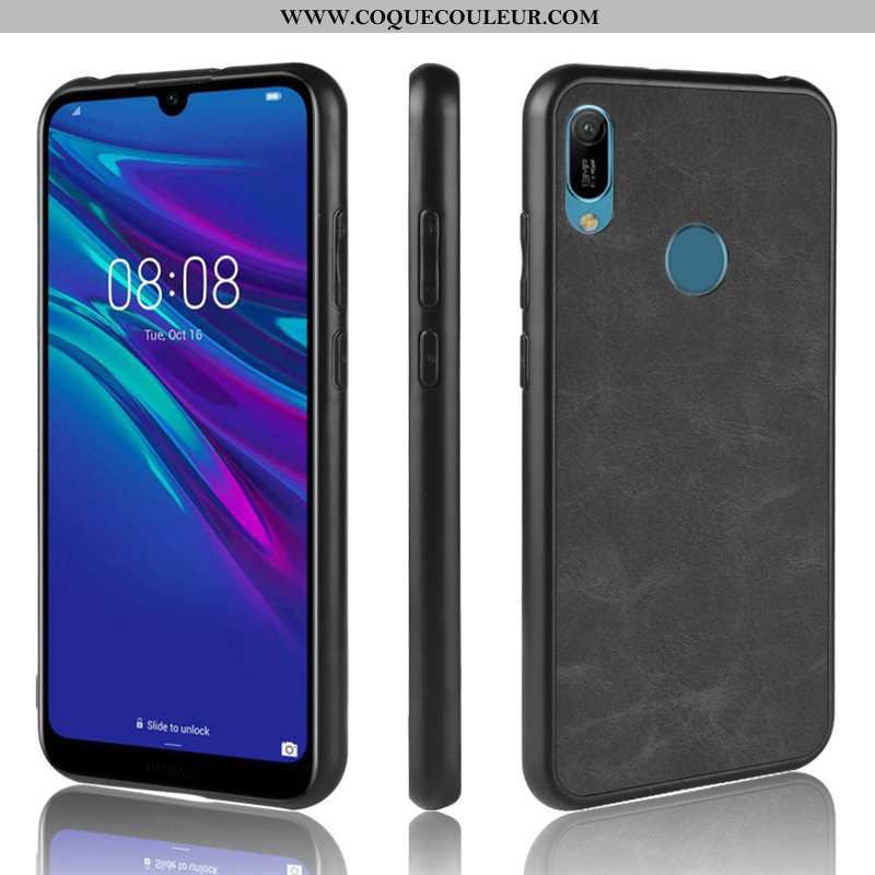 Étui Huawei Y6s Cuir Difficile Étui, Coque Huawei Y6s Protection Tout Compris Noir