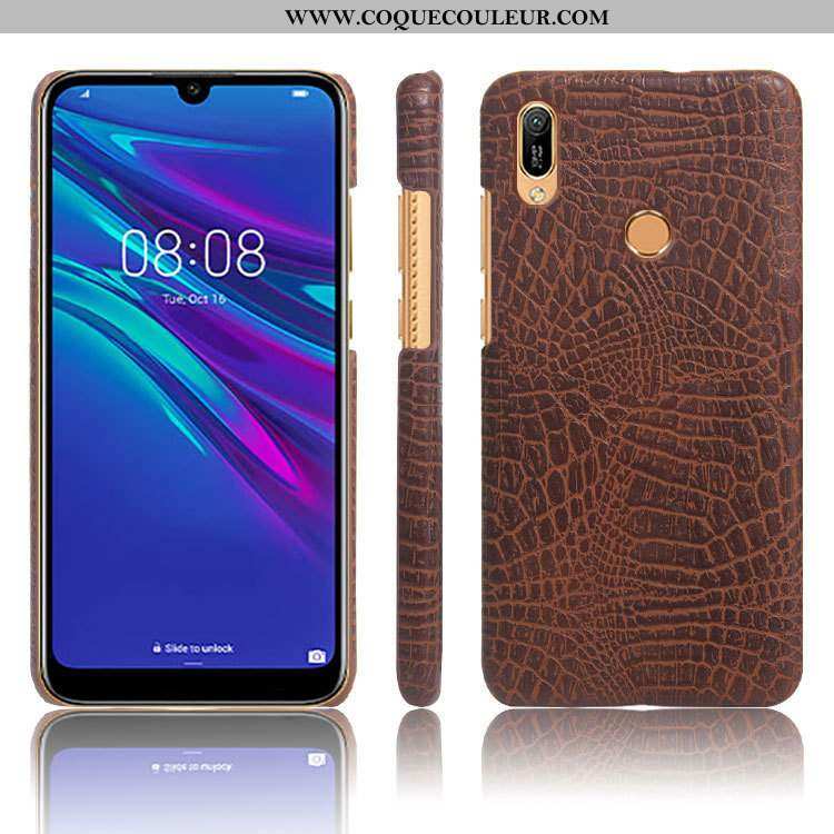 Étui Huawei Y6s Protection Modèle Fleurie Couleur Unie, Coque Huawei Y6s Cuir Crocodile Noir