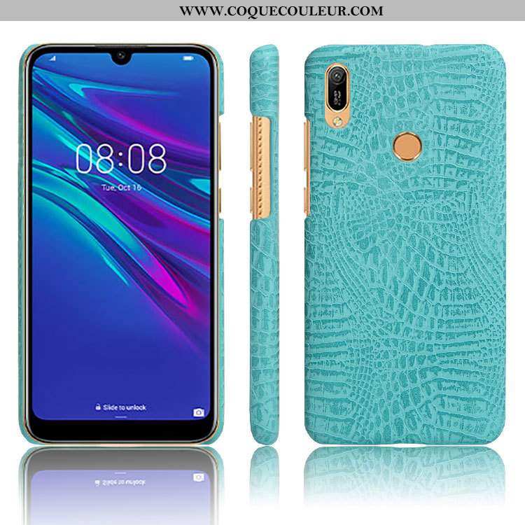 Étui Huawei Y6s Protection Modèle Fleurie Couleur Unie, Coque Huawei Y6s Cuir Crocodile Noir