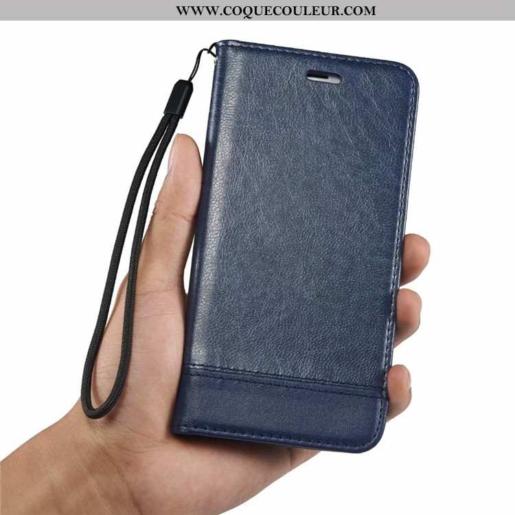 Étui Huawei Y7 2020 Tendance 2020 Bleu Marin, Coque Huawei Y7 2020 Cuir Bleu Foncé