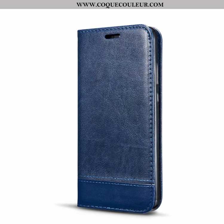 Étui Huawei Y7 2020 Tendance 2020 Bleu Marin, Coque Huawei Y7 2020 Cuir Bleu Foncé