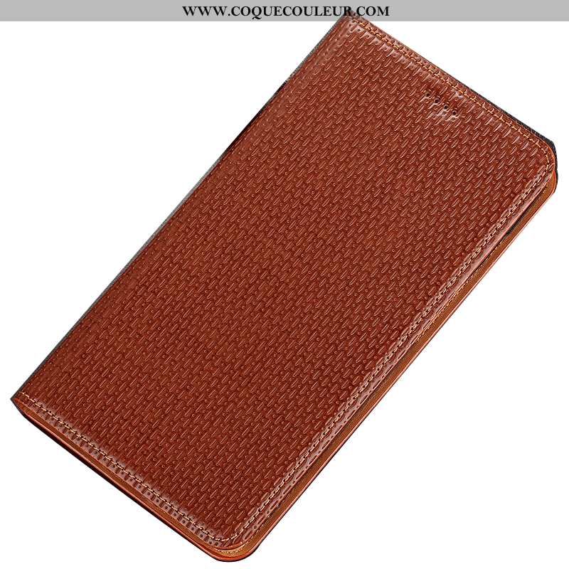 Housse Huawei Y7 2020 Protection Téléphone Portable Coque, Étui Huawei Y7 2020 Cuir Véritable Marron