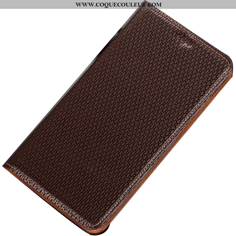 Housse Huawei Y7 2020 Protection Téléphone Portable Coque, Étui Huawei Y7 2020 Cuir Véritable Marron