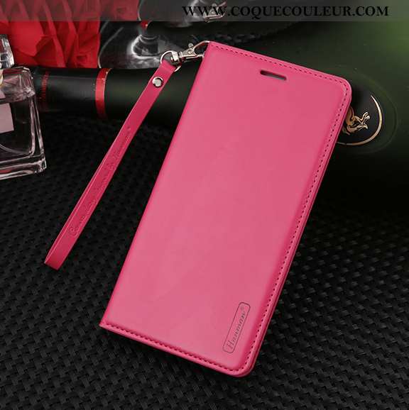 Étui Huawei Y7 2020 Ornements Suspendus Incassable Étui, Coque Huawei Y7 2020 Cuir Véritable Rose