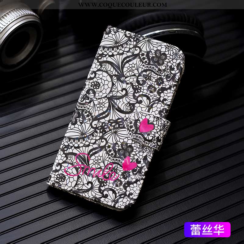 Étui Huawei Y7 2020 Portefeuille Clamshell Rose, Coque Huawei Y7 2020 Cuir Peinture Rose