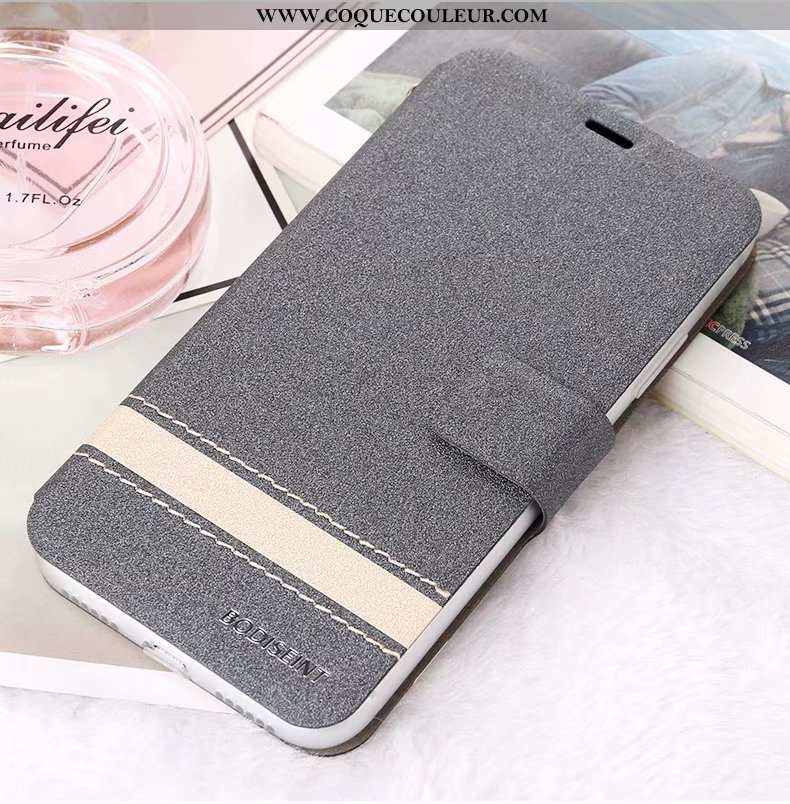 Étui Huawei Y7 2020 Cuir Protection, Coque Huawei Y7 2020 Fluide Doux Incassable Gris