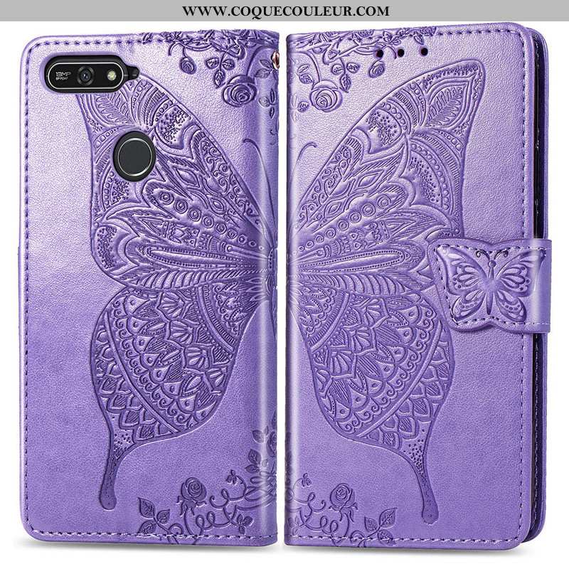 Étui Huawei Y7 2020 Protection Coque 2020, Huawei Y7 2020 Ornements Suspendus Gaufrage Violet