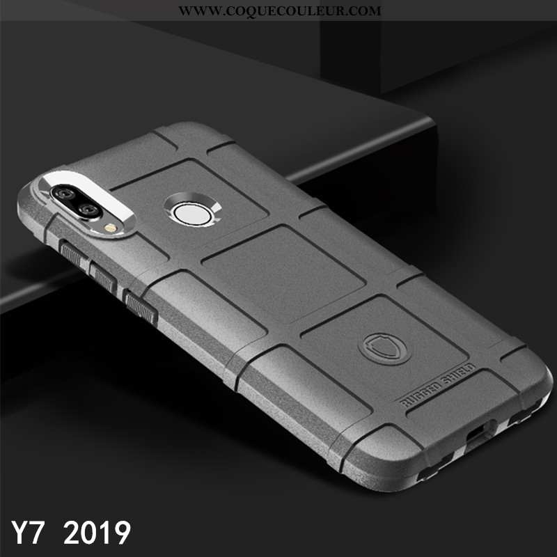 Étui Huawei Y7 2020 Délavé En Daim Modèle Fleurie Tendance, Coque Huawei Y7 2020 Personnalité Noir