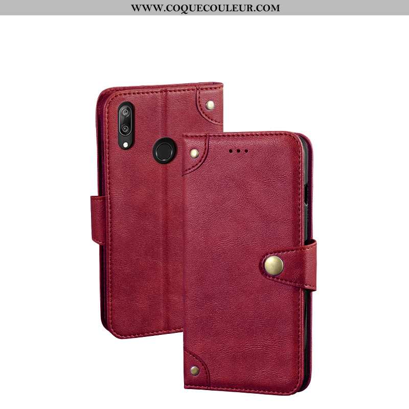 Étui Huawei Y7 2020 Portefeuille Créatif Rouge, Coque Huawei Y7 2020 Cuir Téléphone Portable Rouge