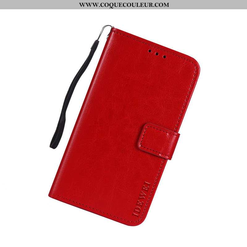 Étui Huawei Y7 2020 Portefeuille Créatif Rouge, Coque Huawei Y7 2020 Cuir Téléphone Portable Rouge