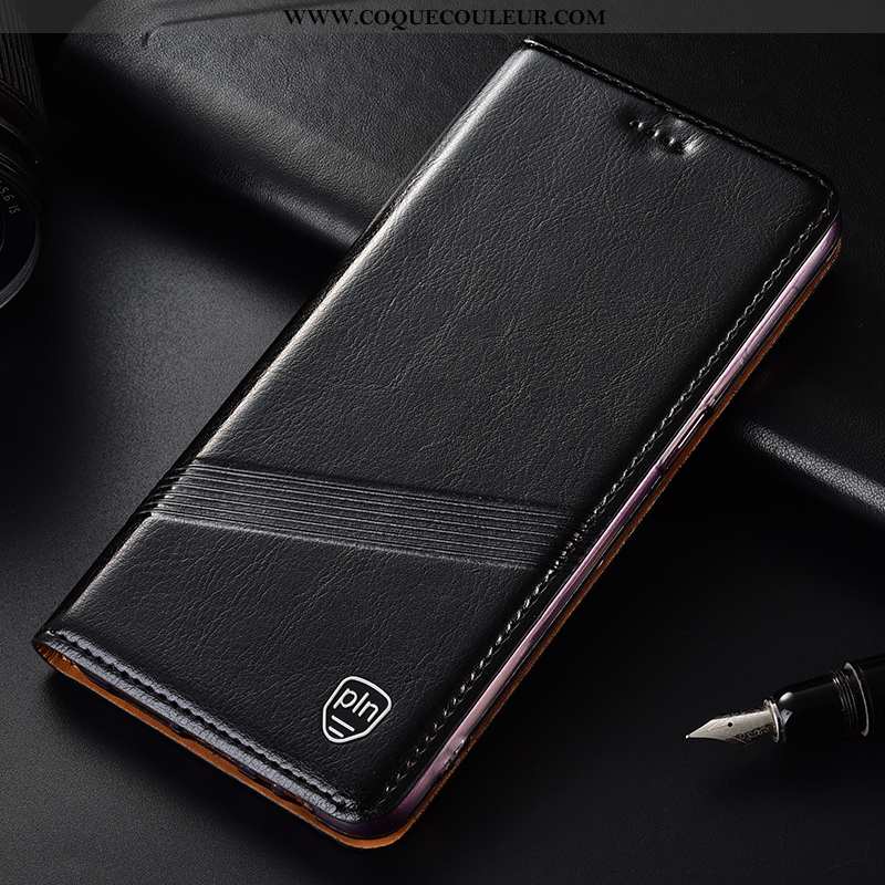 Étui Huawei Y7 2020 Cuir Véritable Orange Étui, Coque Huawei Y7 2020 Cuir Modèle Fleurie