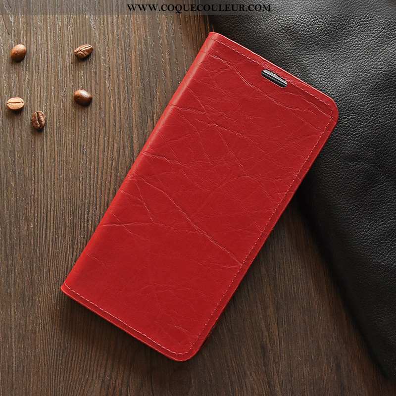 Coque Huawei Y7 2020 Cuir Étui Housse, Housse Huawei Y7 2020 Silicone Légère Rouge