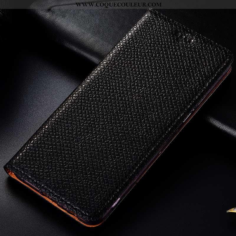 Étui Huawei Y7 2020 Cuir Véritable Rouge, Coque Huawei Y7 2020 Modèle Fleurie Protection Rouge