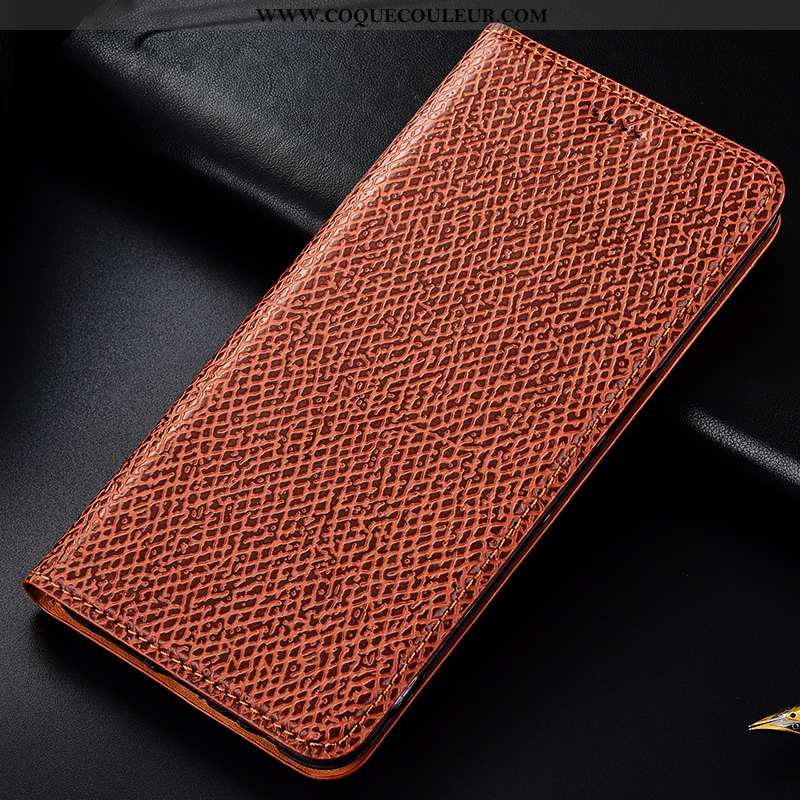 Étui Huawei Y7 2020 Cuir Véritable Rouge, Coque Huawei Y7 2020 Modèle Fleurie Protection Rouge