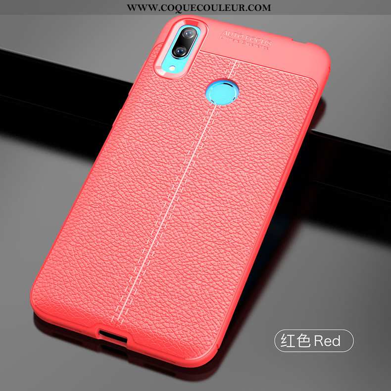 Étui Huawei Y7 2020 Modèle Fleurie Nouveau Cuir, Coque Huawei Y7 2020 Fluide Doux Simple Noir