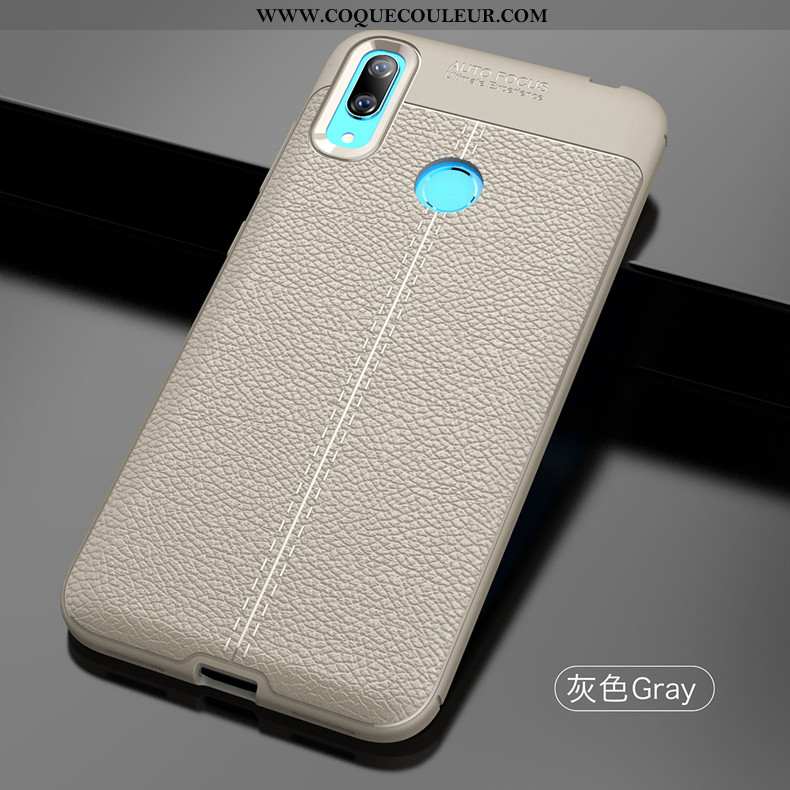 Étui Huawei Y7 2020 Modèle Fleurie Nouveau Cuir, Coque Huawei Y7 2020 Fluide Doux Simple Noir