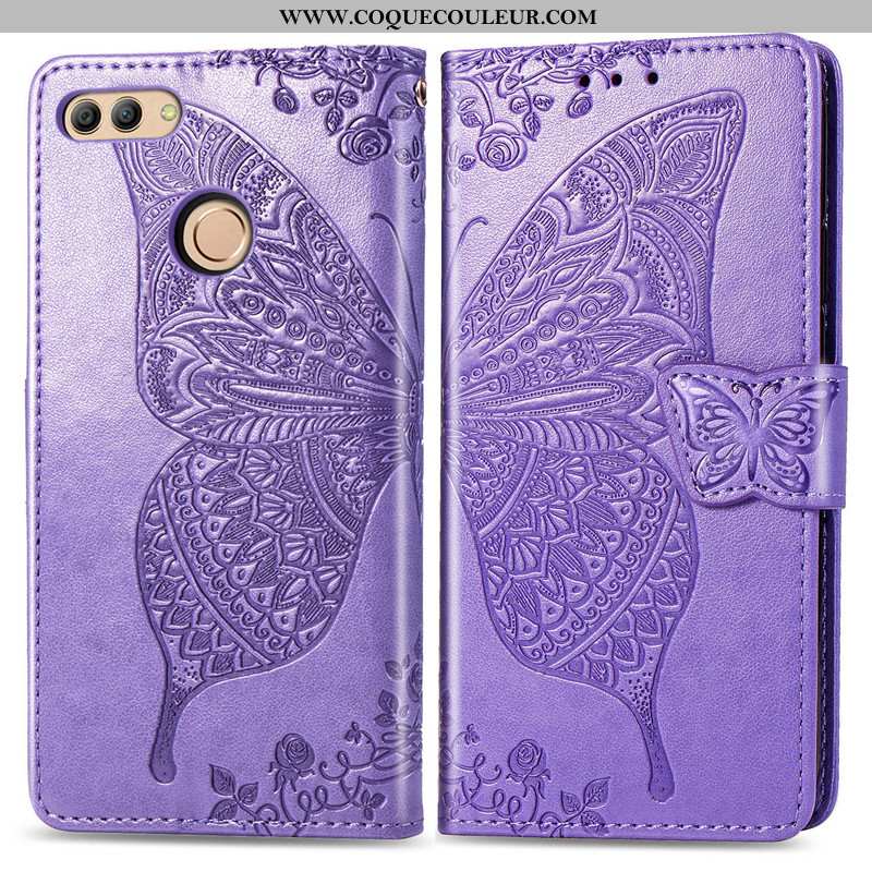 Étui Huawei Y7 2020 Gaufrage Ornements Suspendus Papillon, Coque Huawei Y7 2020 Cuir Rouge