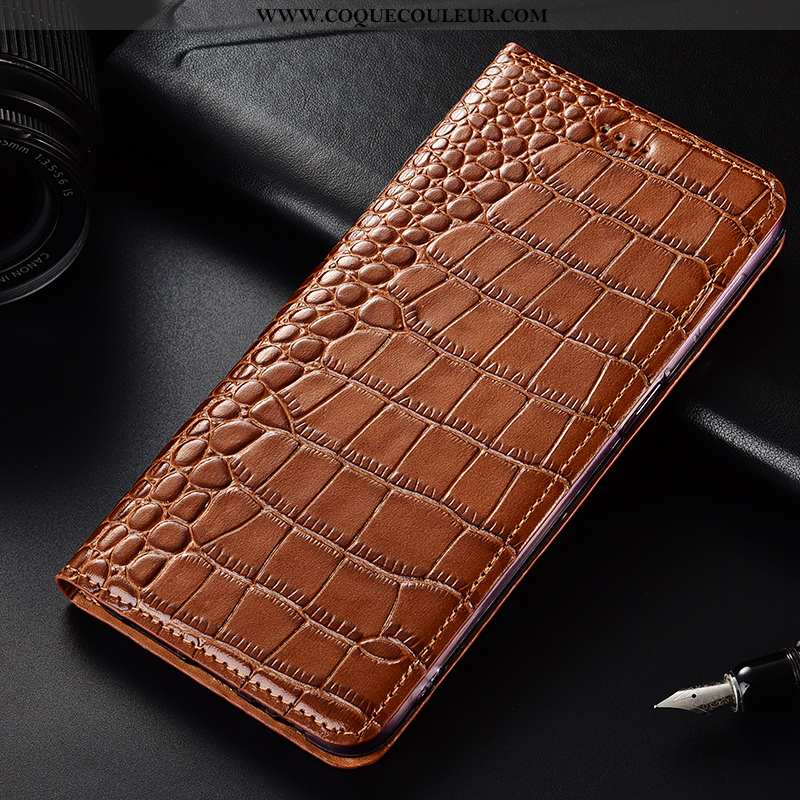 Coque Huawei Y7 2020 Modèle Fleurie Cuir Incassable, Housse Huawei Y7 2020 Protection Étui Marron