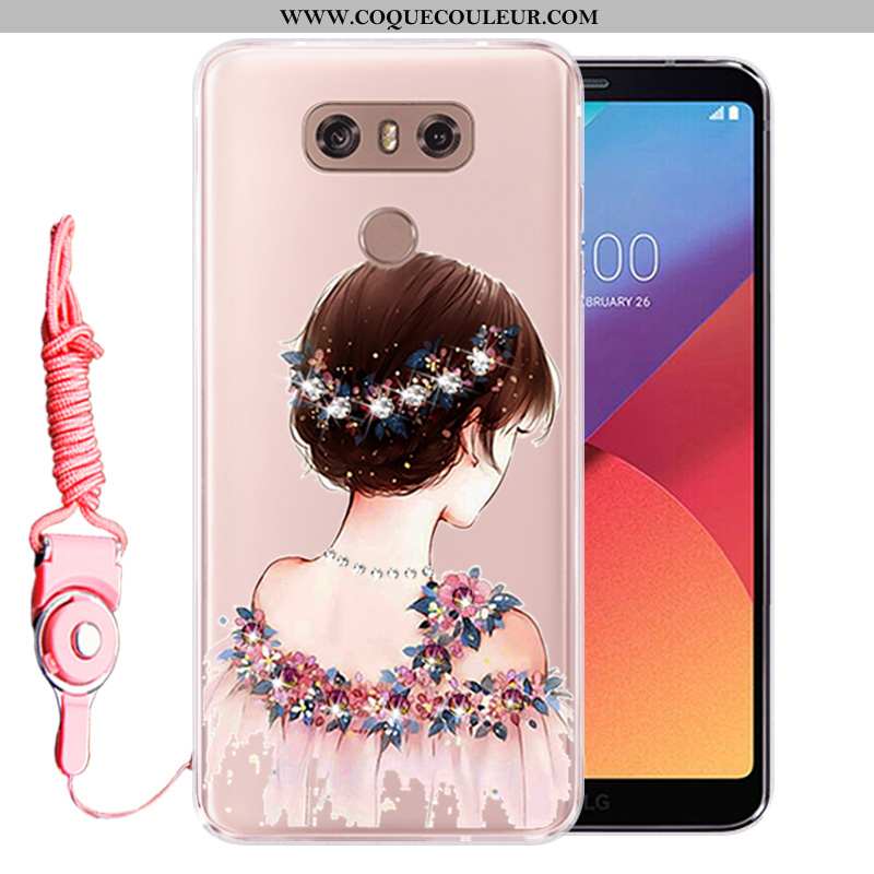 Étui Lg G6 Strass Incassable Protection, Coque Lg G6 Fluide Doux Rose