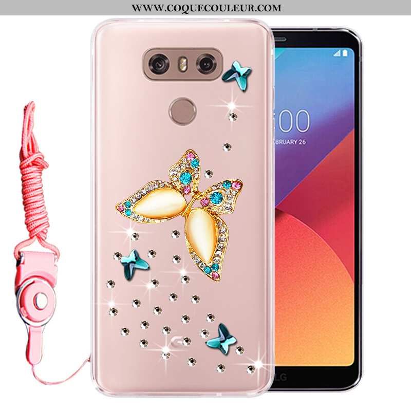 Étui Lg G6 Strass Incassable Protection, Coque Lg G6 Fluide Doux Rose