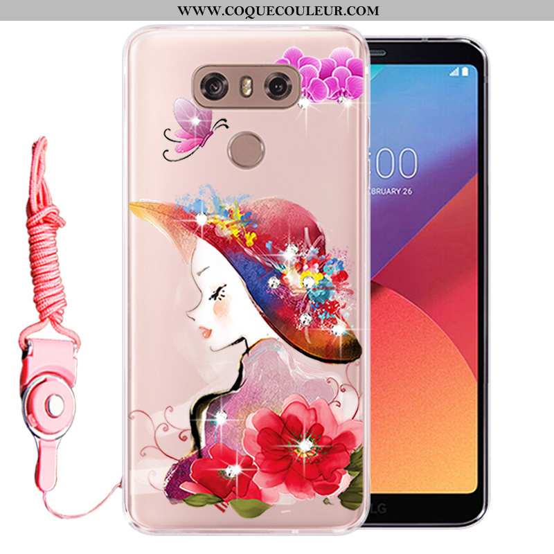 Étui Lg G6 Strass Incassable Protection, Coque Lg G6 Fluide Doux Rose