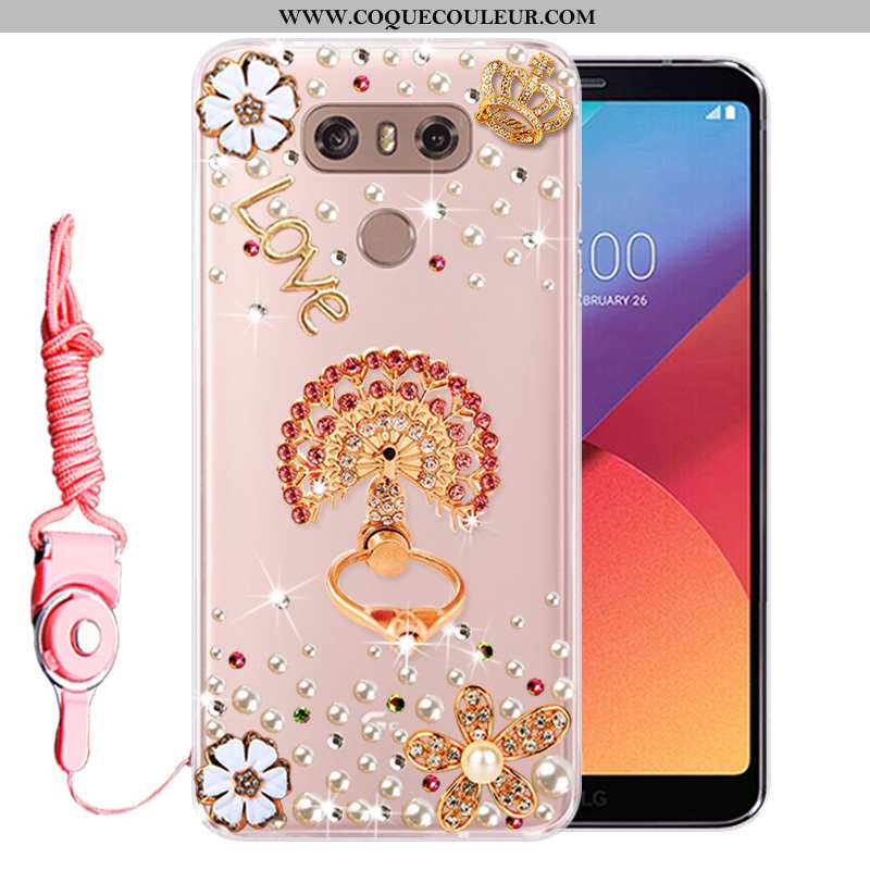 Étui Lg G6 Strass Incassable Protection, Coque Lg G6 Fluide Doux Rose