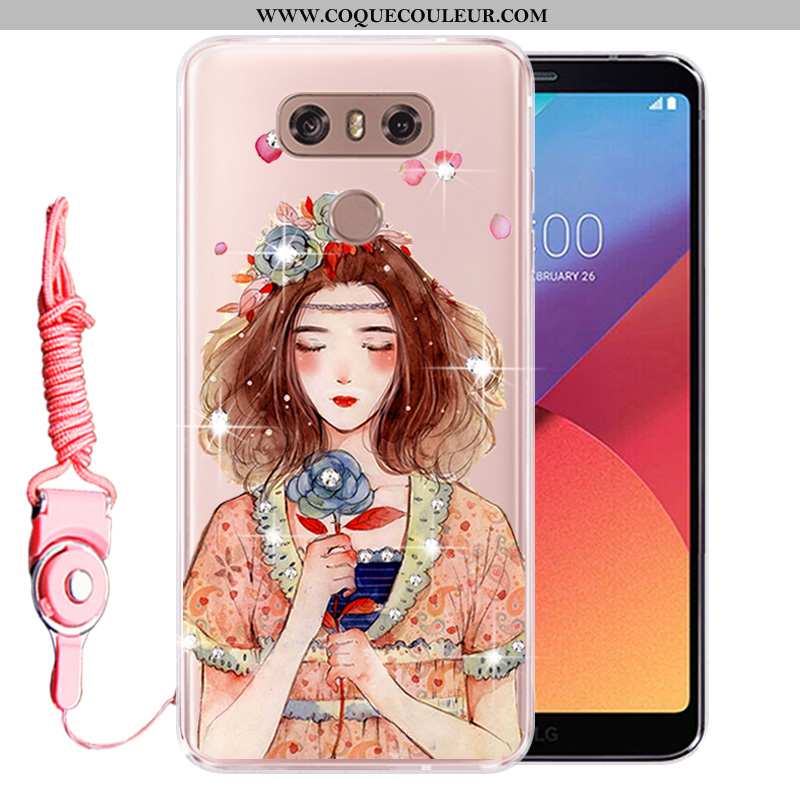 Étui Lg G6 Strass Incassable Protection, Coque Lg G6 Fluide Doux Rose