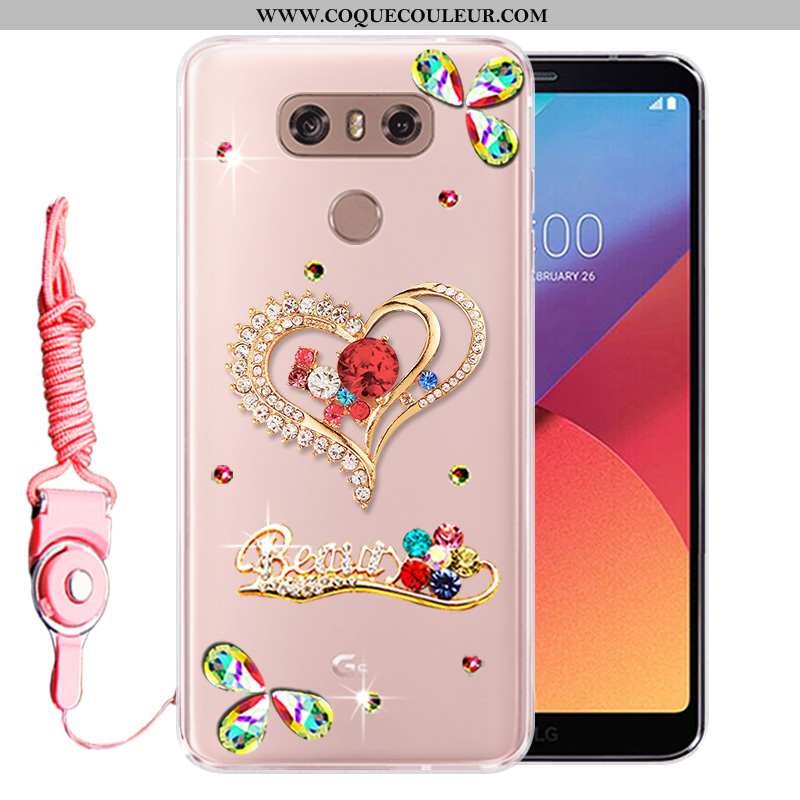 Étui Lg G6 Strass Incassable Protection, Coque Lg G6 Fluide Doux Rose