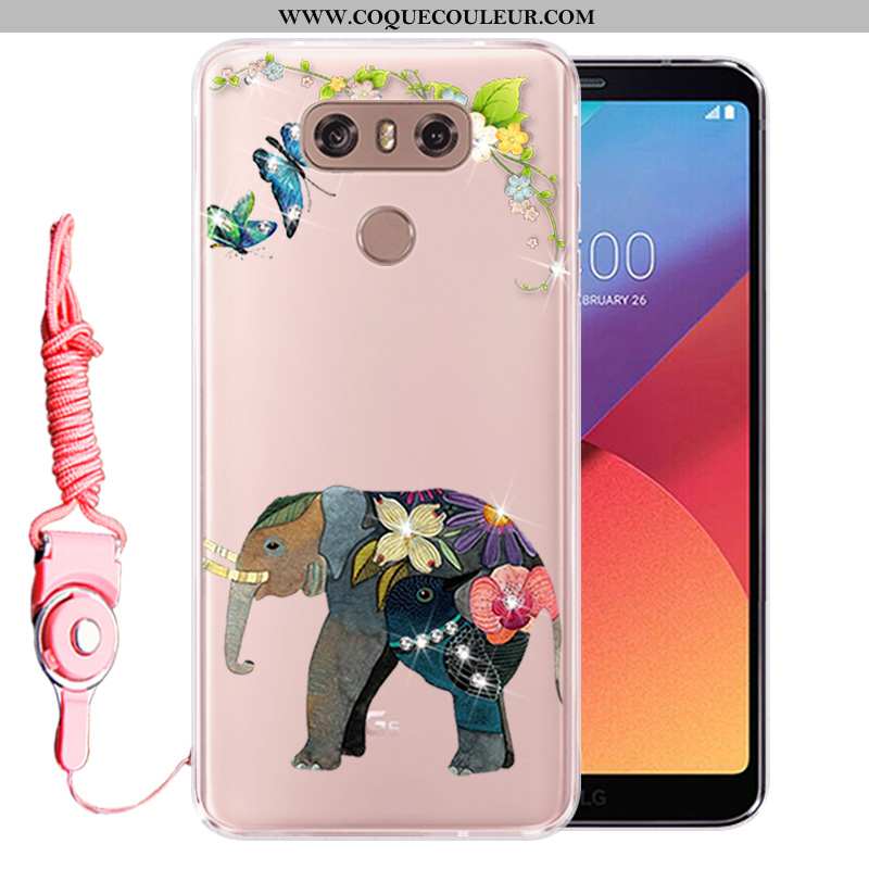 Étui Lg G6 Strass Incassable Protection, Coque Lg G6 Fluide Doux Rose