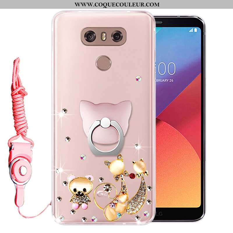 Étui Lg G6 Strass Incassable Protection, Coque Lg G6 Fluide Doux Rose