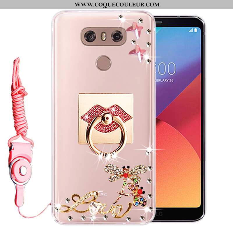 Étui Lg G6 Strass Incassable Protection, Coque Lg G6 Fluide Doux Rose