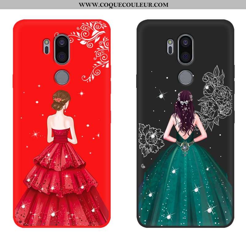 Étui Lg G7 Thinq Fluide Doux Net Rouge Incassable, Coque Lg G7 Thinq Protection