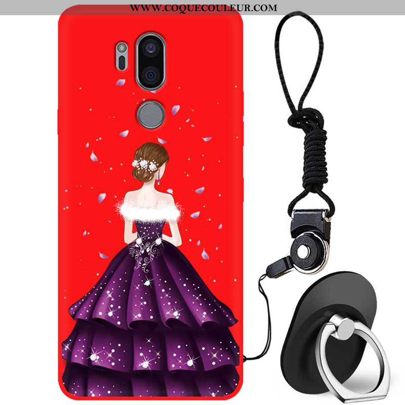 Étui Lg G7 Thinq Fluide Doux Net Rouge Incassable, Coque Lg G7 Thinq Protection