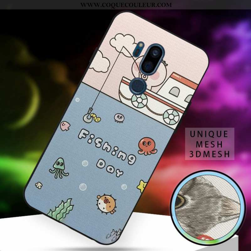 Housse Lg G7 Thinq Silicone Incassable Coque, Étui Lg G7 Thinq Dessin Animé Chat Blanche