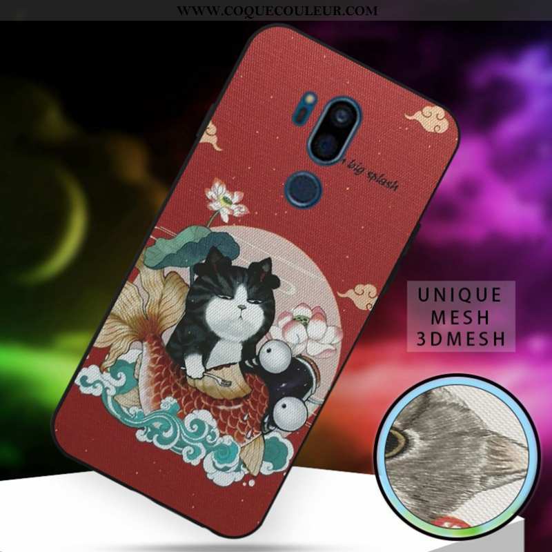 Housse Lg G7 Thinq Silicone Incassable Coque, Étui Lg G7 Thinq Dessin Animé Chat Blanche