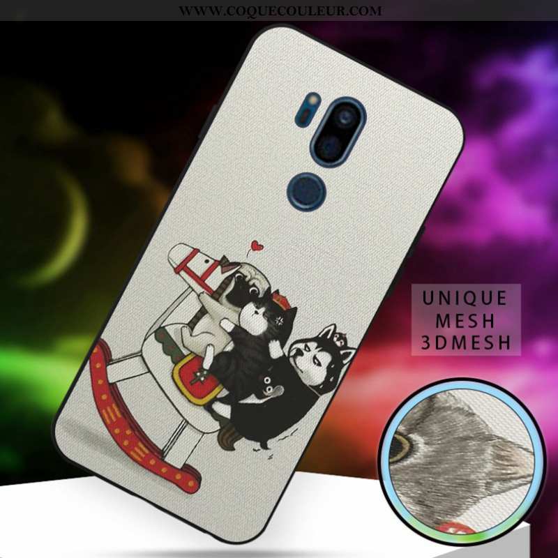 Housse Lg G7 Thinq Silicone Incassable Coque, Étui Lg G7 Thinq Dessin Animé Chat Blanche