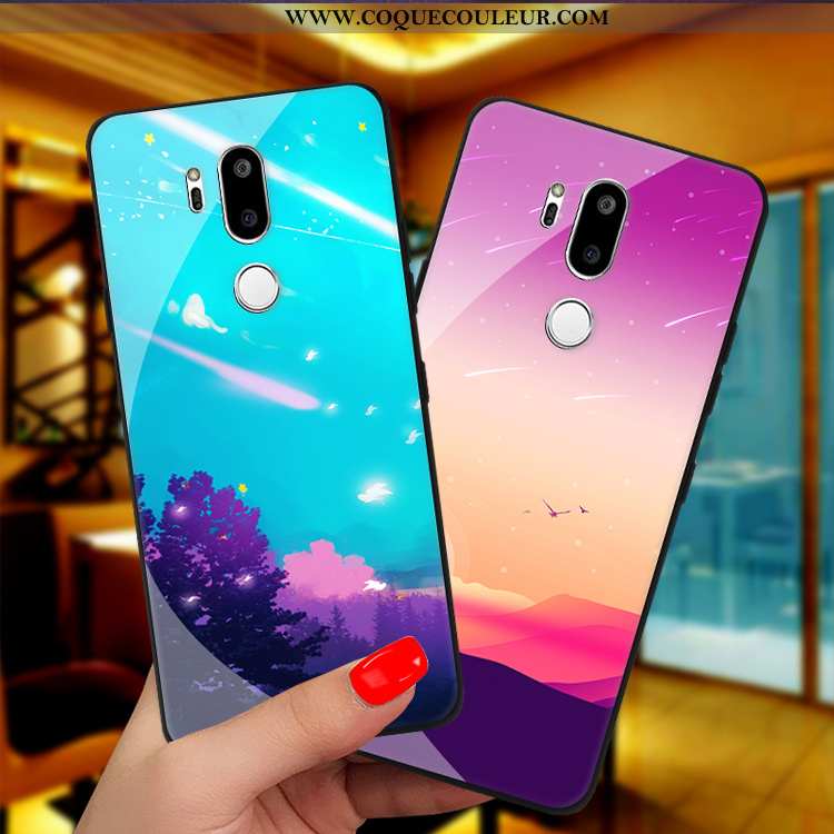 Housse Lg G7 Thinq Verre Étui Téléphone Portable, Lg G7 Thinq Personnalité Protection Violet