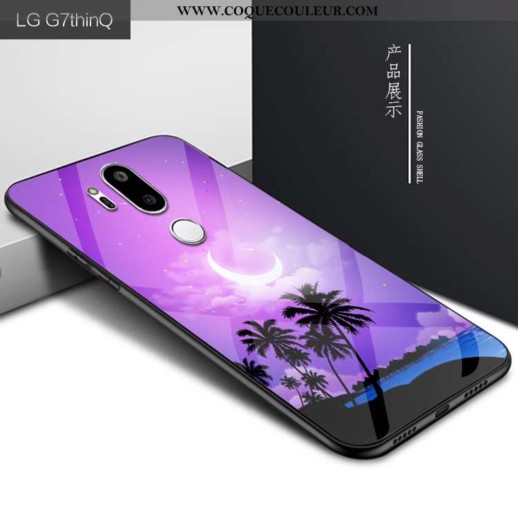 Housse Lg G7 Thinq Verre Étui Téléphone Portable, Lg G7 Thinq Personnalité Protection Violet