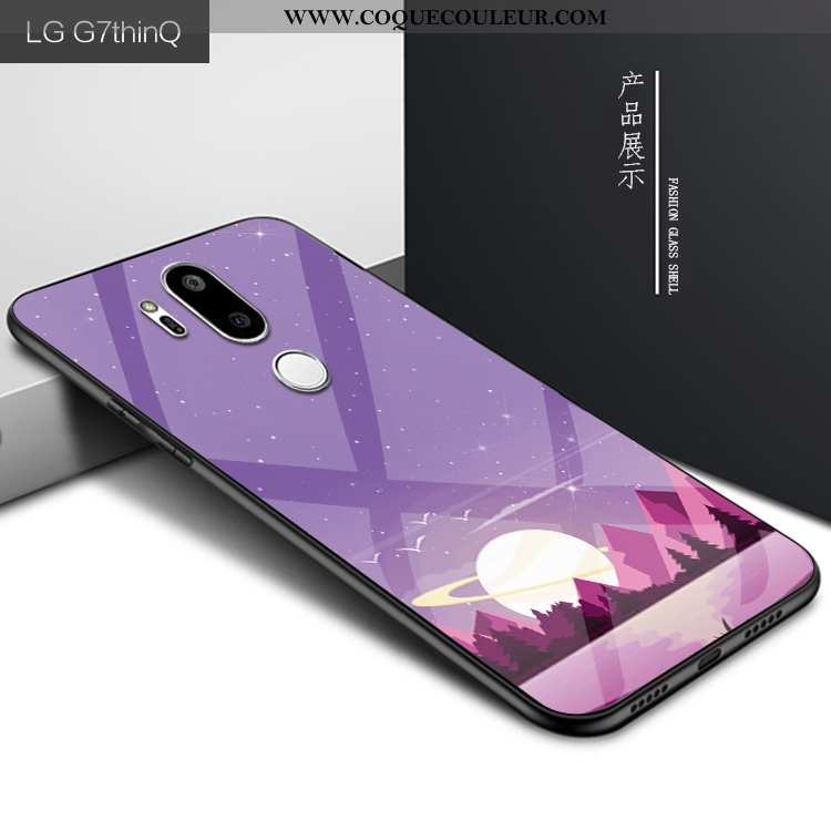 Housse Lg G7 Thinq Verre Étui Téléphone Portable, Lg G7 Thinq Personnalité Protection Violet