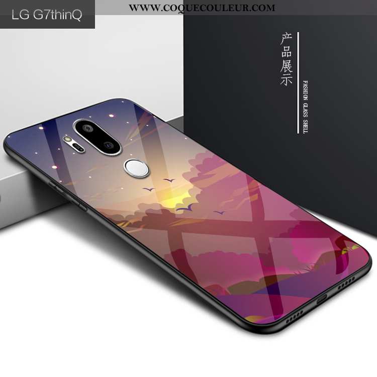 Housse Lg G7 Thinq Verre Étui Téléphone Portable, Lg G7 Thinq Personnalité Protection Violet