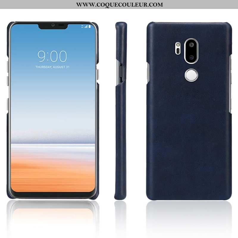 Housse Lg G7 Thinq Cuir Vintage Qualité, Étui Lg G7 Thinq Protection Bleu Foncé