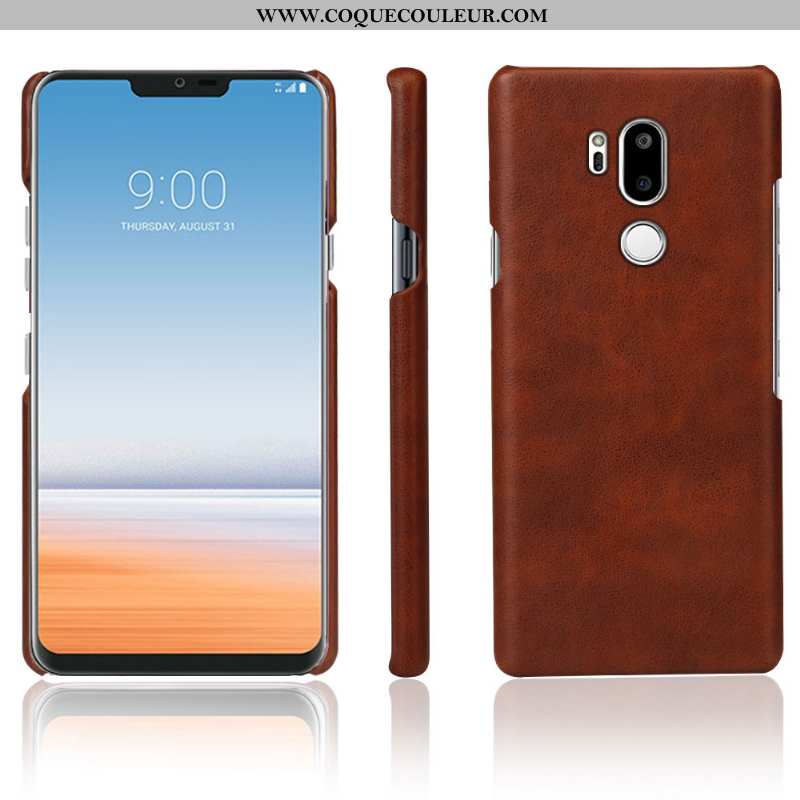 Housse Lg G7 Thinq Cuir Vintage Qualité, Étui Lg G7 Thinq Protection Bleu Foncé