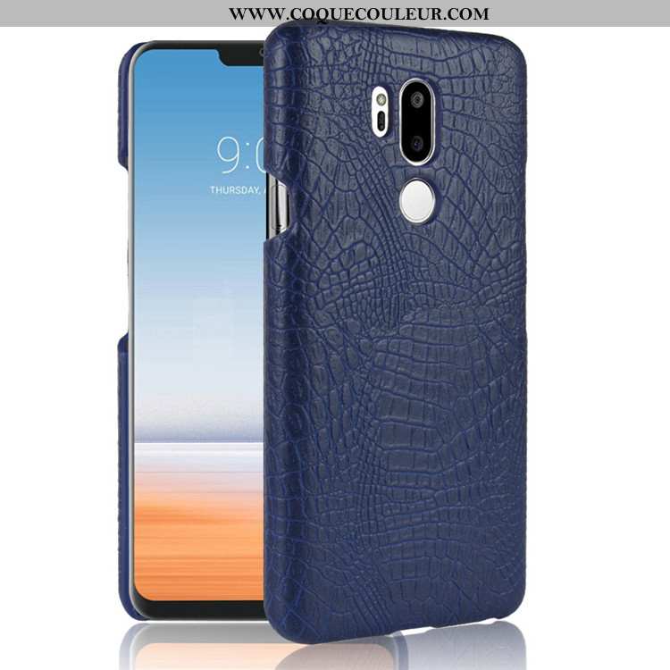 Housse Lg G7 Thinq Cuir Vintage Qualité, Étui Lg G7 Thinq Protection Bleu Foncé