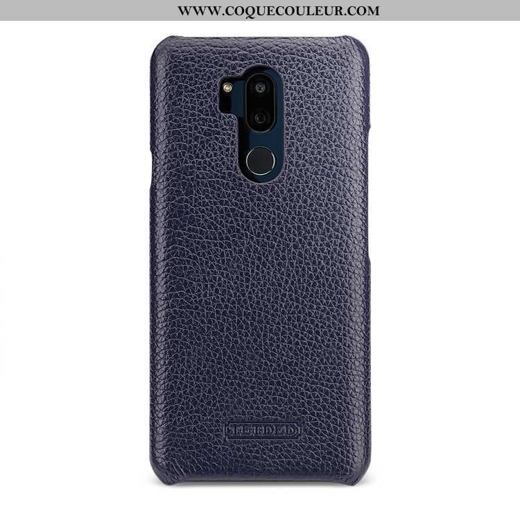 Housse Lg G7 Thinq Cuir Simple Coque, Étui Lg G7 Thinq Protection Blanc Blanche