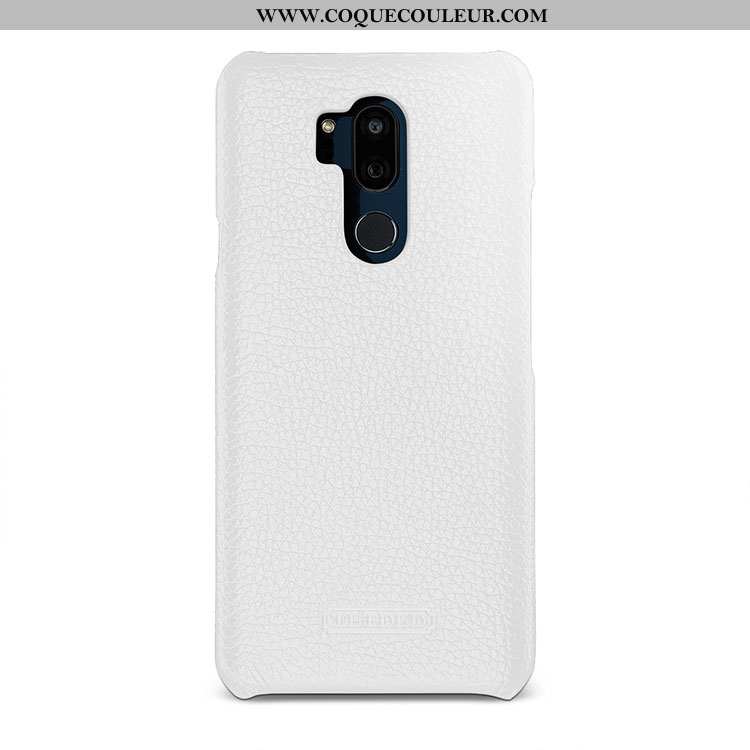 Housse Lg G7 Thinq Cuir Simple Coque, Étui Lg G7 Thinq Protection Blanc Blanche