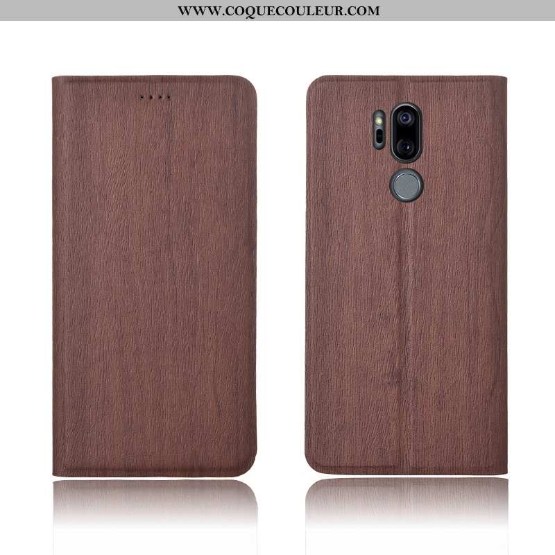 Coque Lg G7 Thinq Cuir Arbres Tout Compris, Housse Lg G7 Thinq Modèle Fleurie Fluide Doux Marron