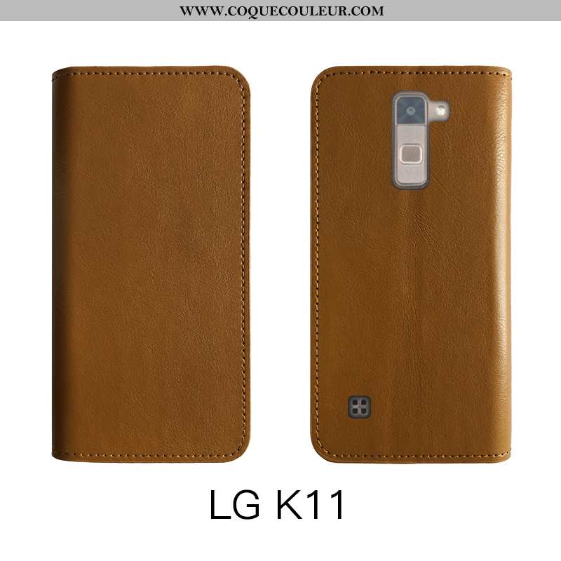 Coque Lg K11 Fluide Doux Vintage Business, Housse Lg K11 Protection Cuir Véritable Marron